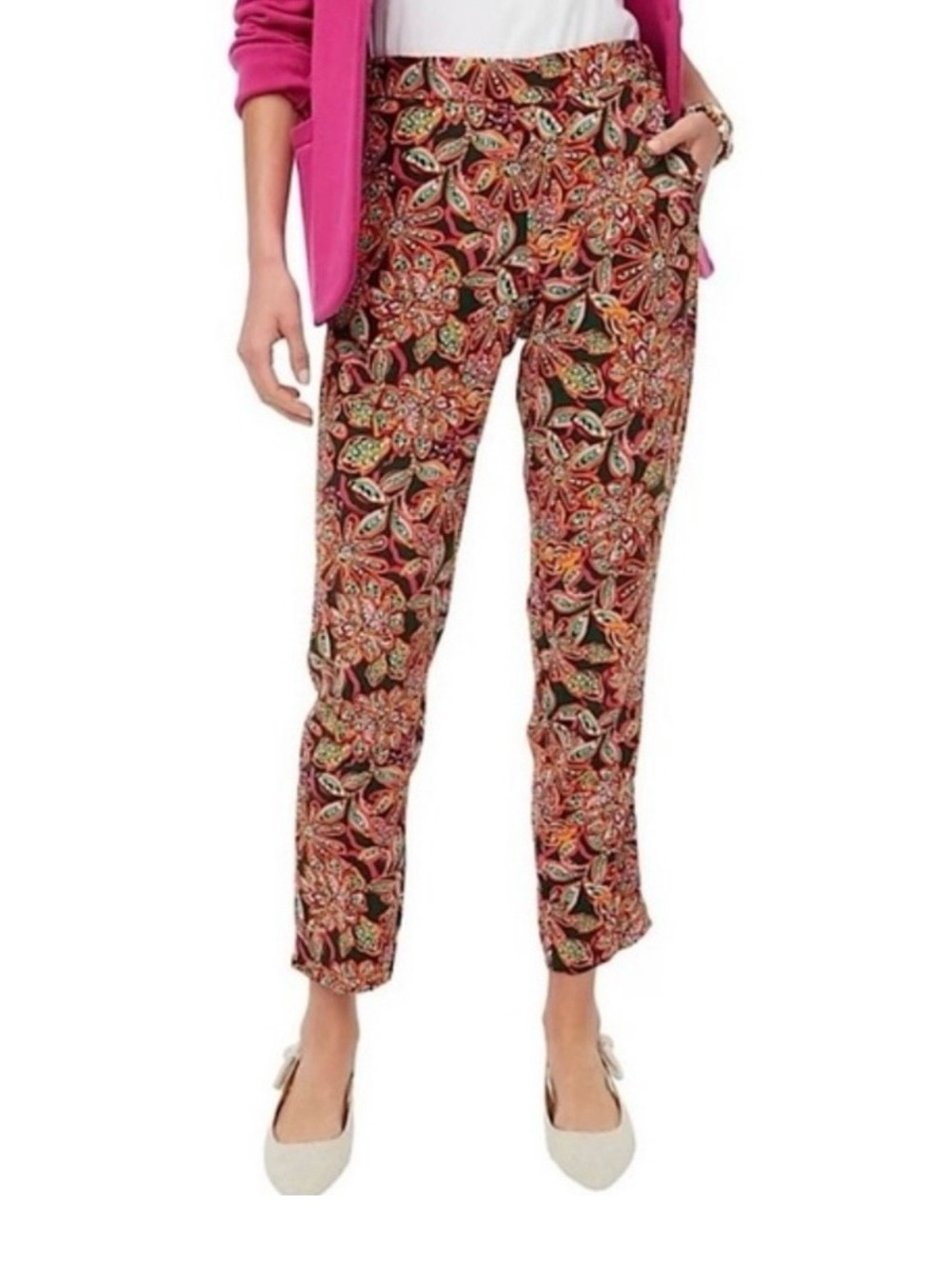 J. Crew Stretch Waistband Pant, Paisley Print